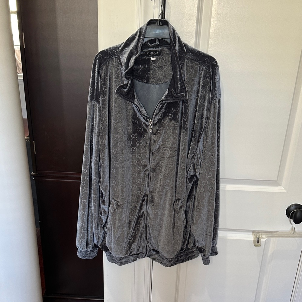 Charcoal Velour Jacket Gucci